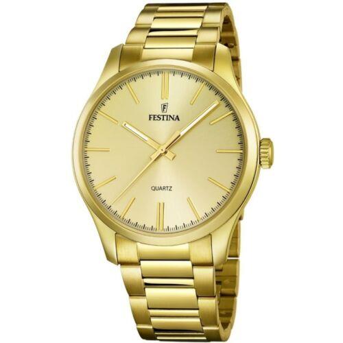 Festina Gold Stainless Steel Men`s F16808/1 Analog Bracelet Wrist Watch