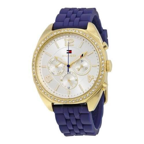 Tommy Hilfiger Mia Multifunction Silver Dial Blue Silicone Women`s Watch 1781570 - Dial: White, Band: Blue