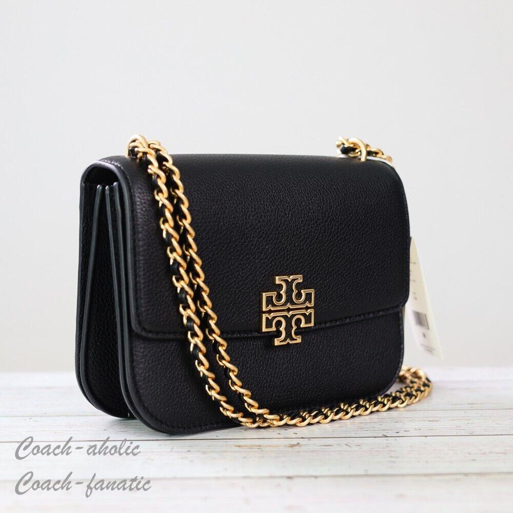 Tory Burch Britten Small Adjustable Shoulder Bag Leather Crossbody in Black