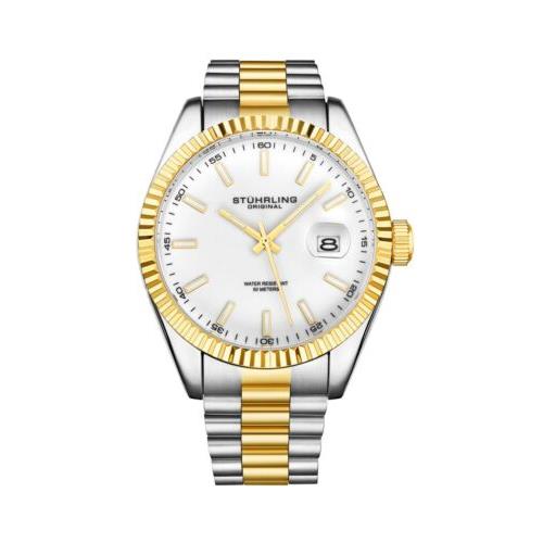 Stuhrling Menstone Layered Stainless Steel Bracelet Watch Silver/gold OS