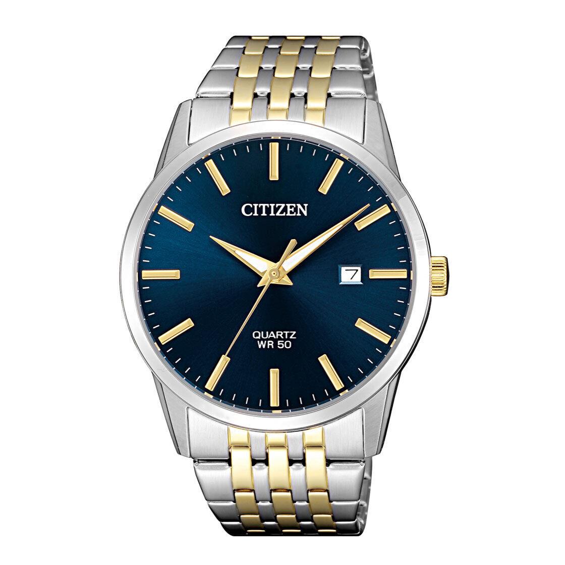 Citizen Two Tone Analog Stainless Steel Men`s Blue Dial Watch INT-BI5006-81L - Dial: Blue, Band: Silver, Gold