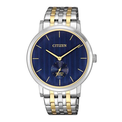 Citizen Quartz Men`s Blue Dial Two Tone Stainless Steel Watch INT-BE9174-55L - Dial: Blue, Band: Silver