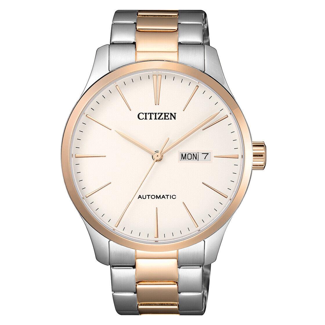 Men`s Stainless Steel Champagne Dial Citizen Two Tone Watch INT-NH8356-87A