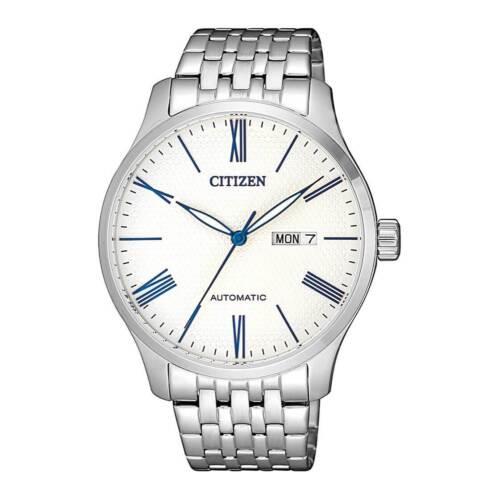 Citizen Men`s Mechanical Analog Display Stainless Steel Watch INT-NH8350-59B - Dial: Silver, Band: Silver