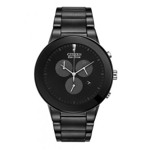 Citizen Eco-drive Chronograph Men`s Black Dial Round Watch INT-AT2245-57E