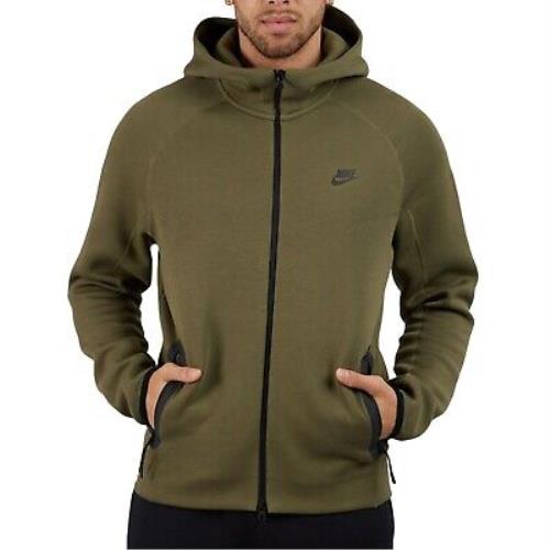 Nike Sportswear Tech Fleece Windrunner Full-zip Hoodie Medium Olive/black - Medium Olive/Black