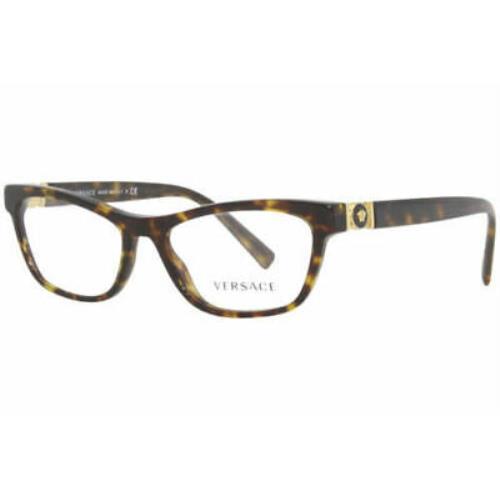 Versace 3272 108 Eyeglasses Women`s Dark Havana Full Rim Cat Eye 52mm