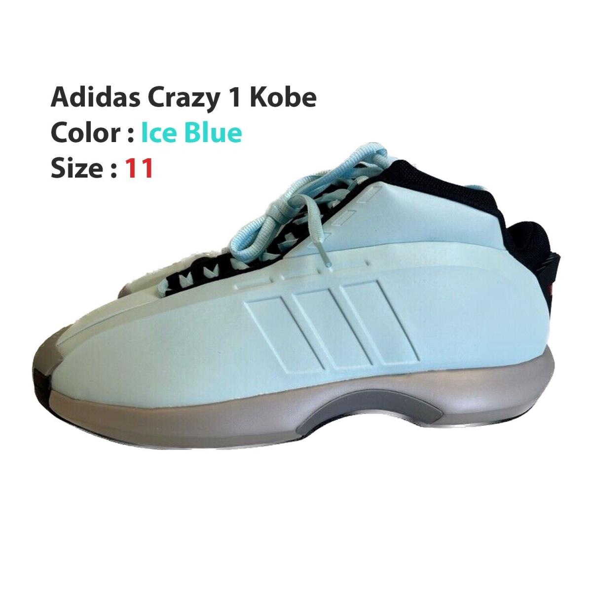 Adidas Crazy 1 Kobe Ice Blue IG5896 Men`s Shoes - US Size Shoe 11 - Blue