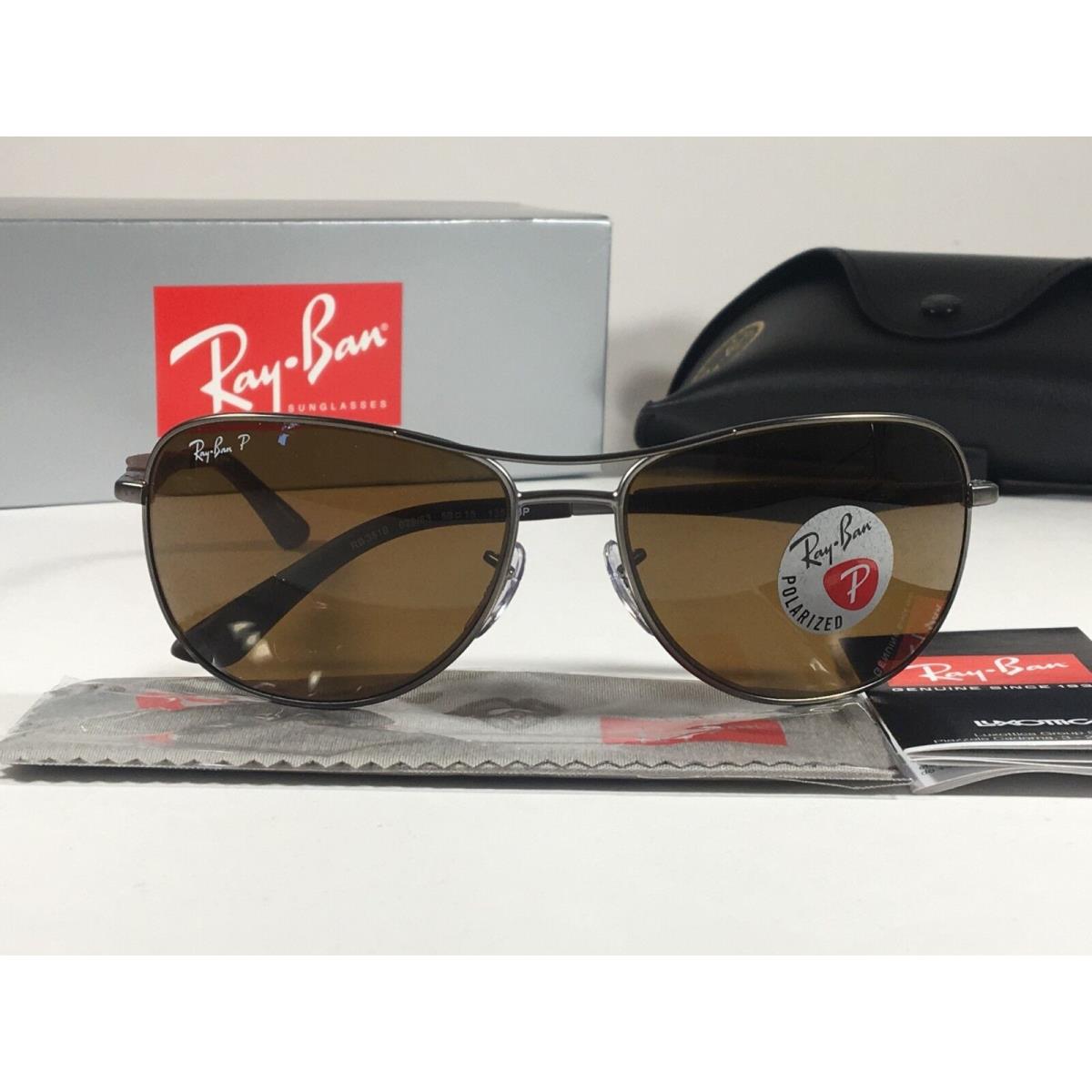 Ray-ban RB3519 029/83 Polarized Aviator Sunglasses Gray Brown Lens