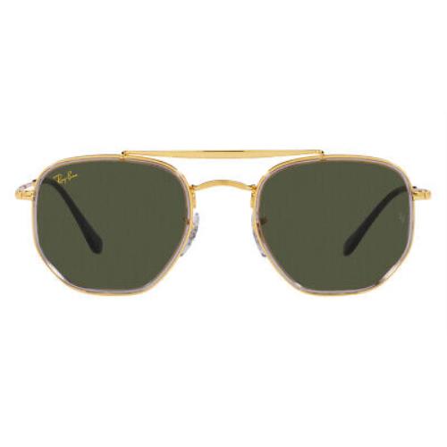 Ray-ban The Marshal II RB3648M Sunglasses Legend Gold Green 52mm - Frame: Legend Gold / Green, Lens: Green