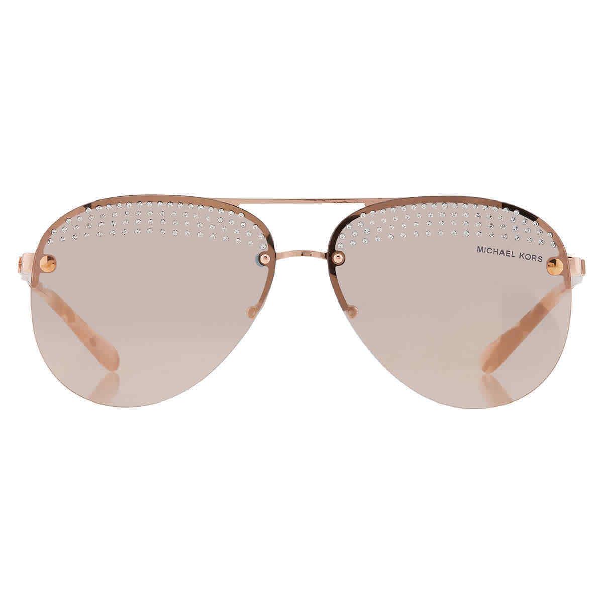 Michael Kors East Side Grey Mirrored Rose Gold Pilot Ladies Sunglasses MK1135B