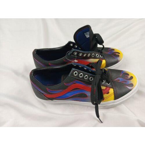 Vans Old Skool Racer Black Red Flame Skate Sneakers Men s Size 8 Shoes No Lid