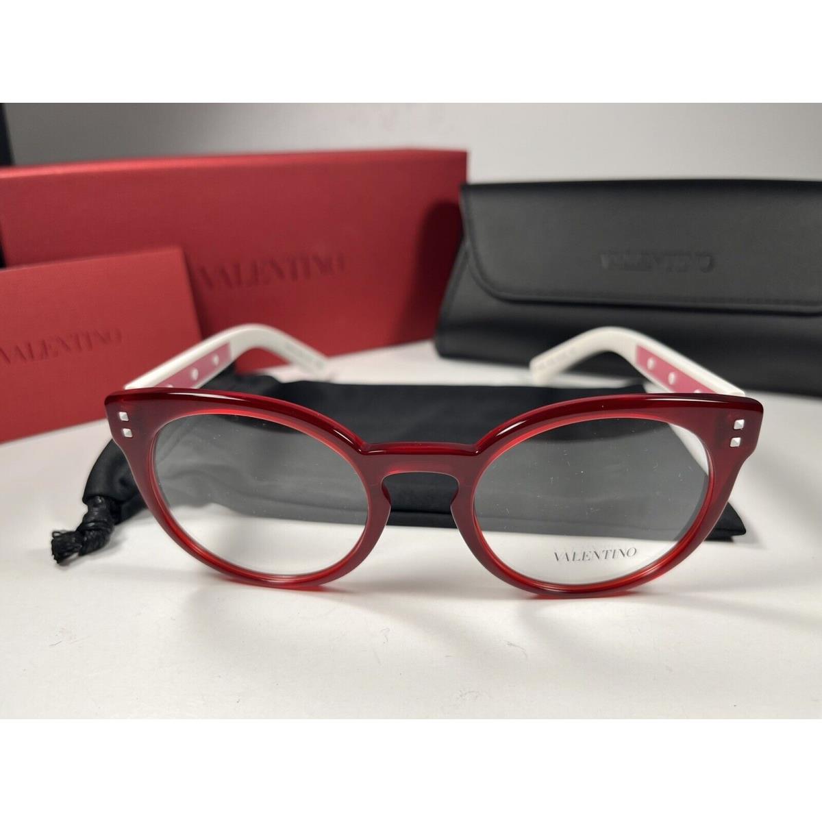 Valentino 3024 Red White 5078 Round Eyeglasses Frames 50/20/140