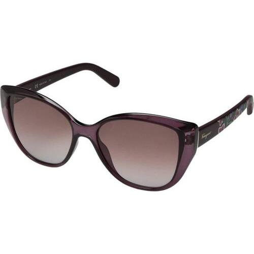 Salvatore Ferragamo SF912S 606 Crystal Wine Sunglasses with Flowered Temples