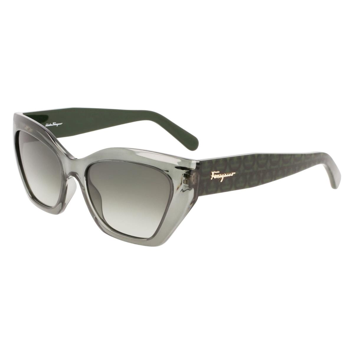 Salvatore Ferragamo SF 1043S 316 Crystal Forest Green Sunglass W/green Lens