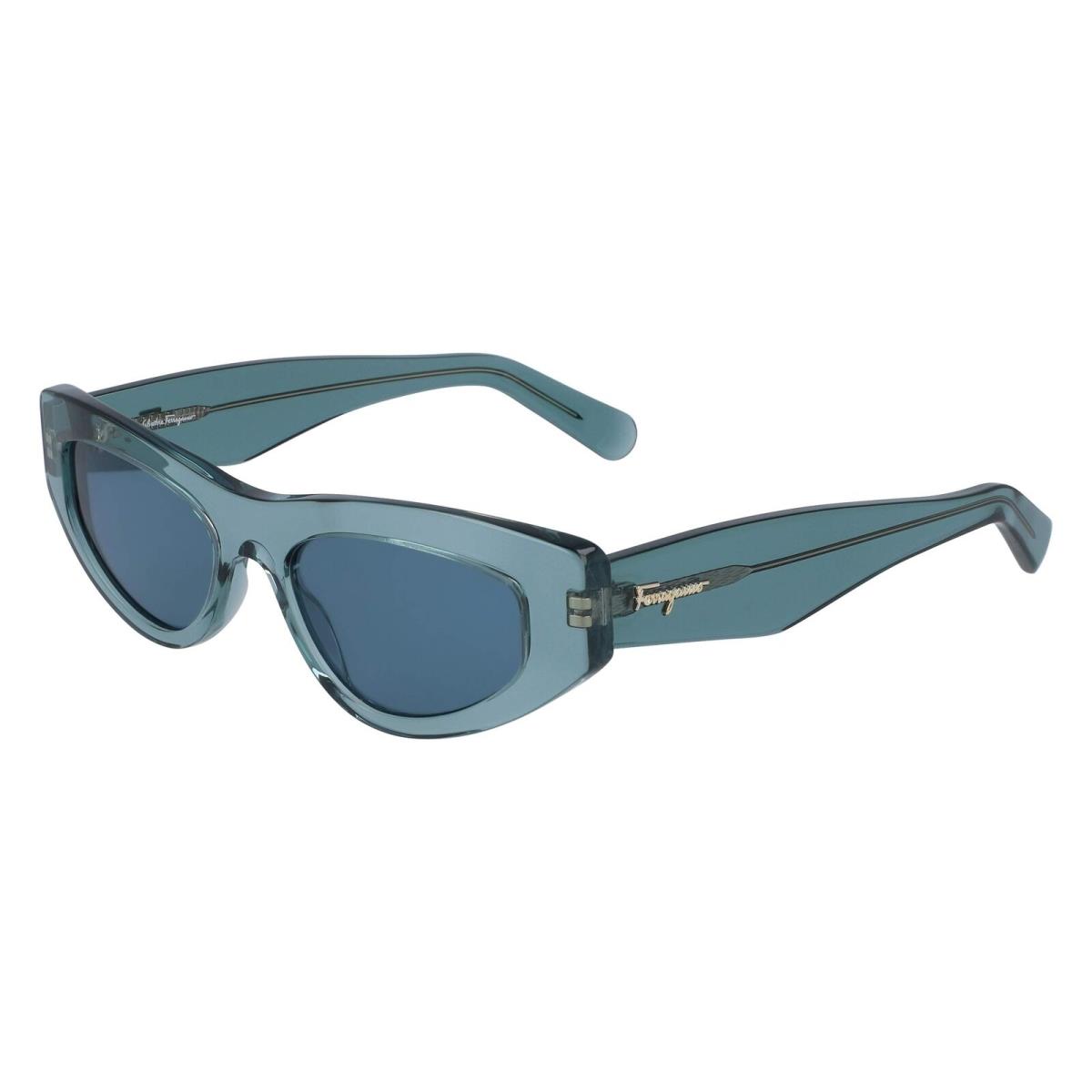 Salvatore Ferragamo SF 995S 341 Crystal Sage Sunglasses with Blue Lenses