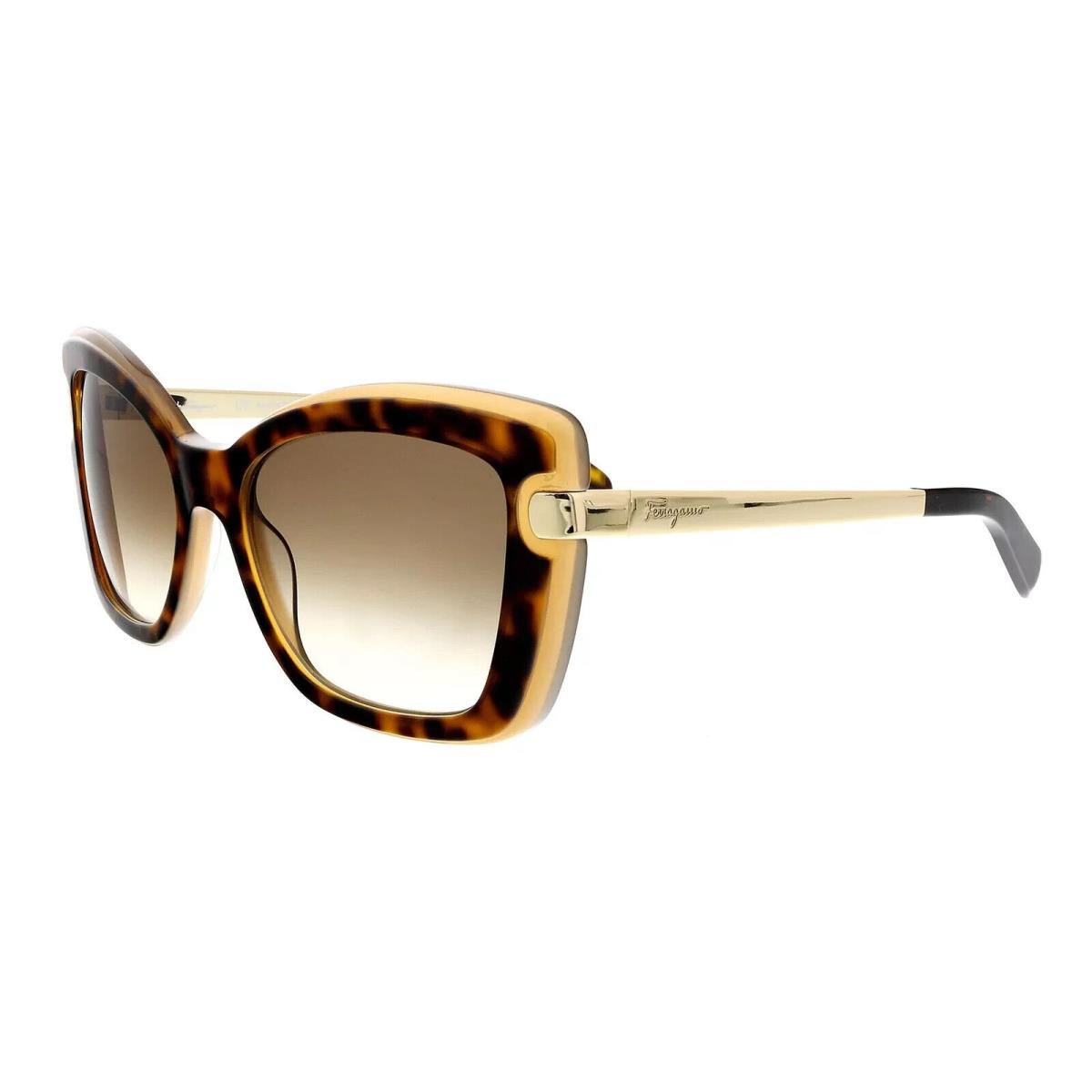 Salvatore Ferragamo SF814S Havana Amber Sunglasses with Brown Lenses