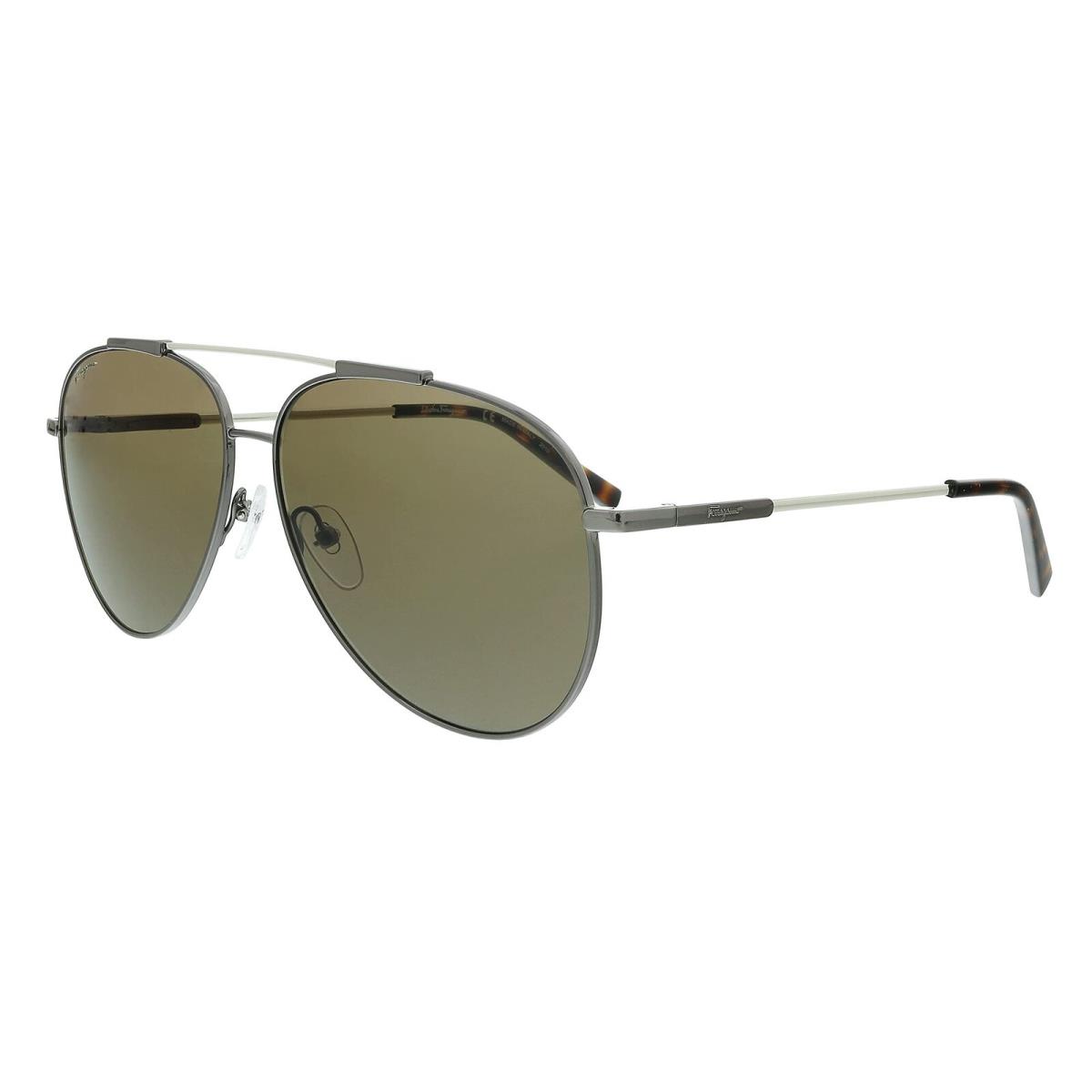 Salvatore Ferragamo SF 265S 068 Dark Ruthenium Aviator Sunglasses with Case