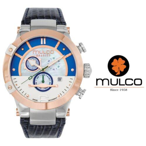 Mulco MW5-4190-043 Swiss Quartz Analog Watch with Blue Leather Strap