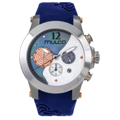 Mulco Quartz Multifunctional Blue Silicone Band Men`s Watch MW3-16061-041
