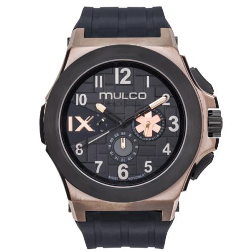 Mulco Swiss Quartz Chronograph Black Silicone Band Men`s Watch MW5-4379-035