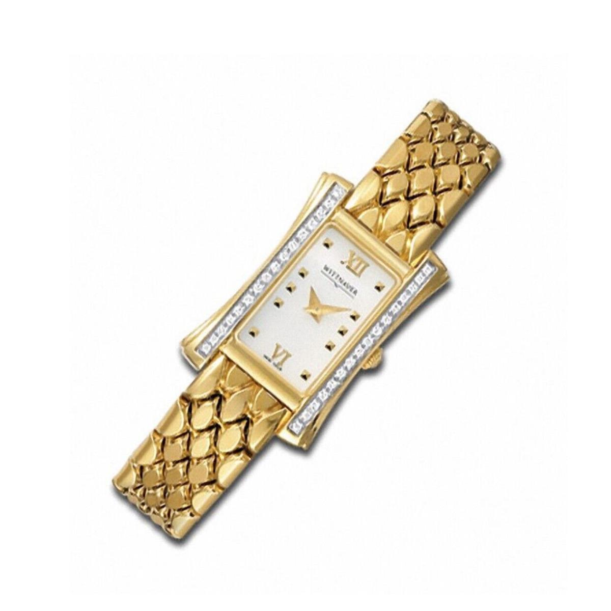 Wittnauer Diamond Accent Ladies Mop Gold Tone Swiss Quartz Watch 12R23