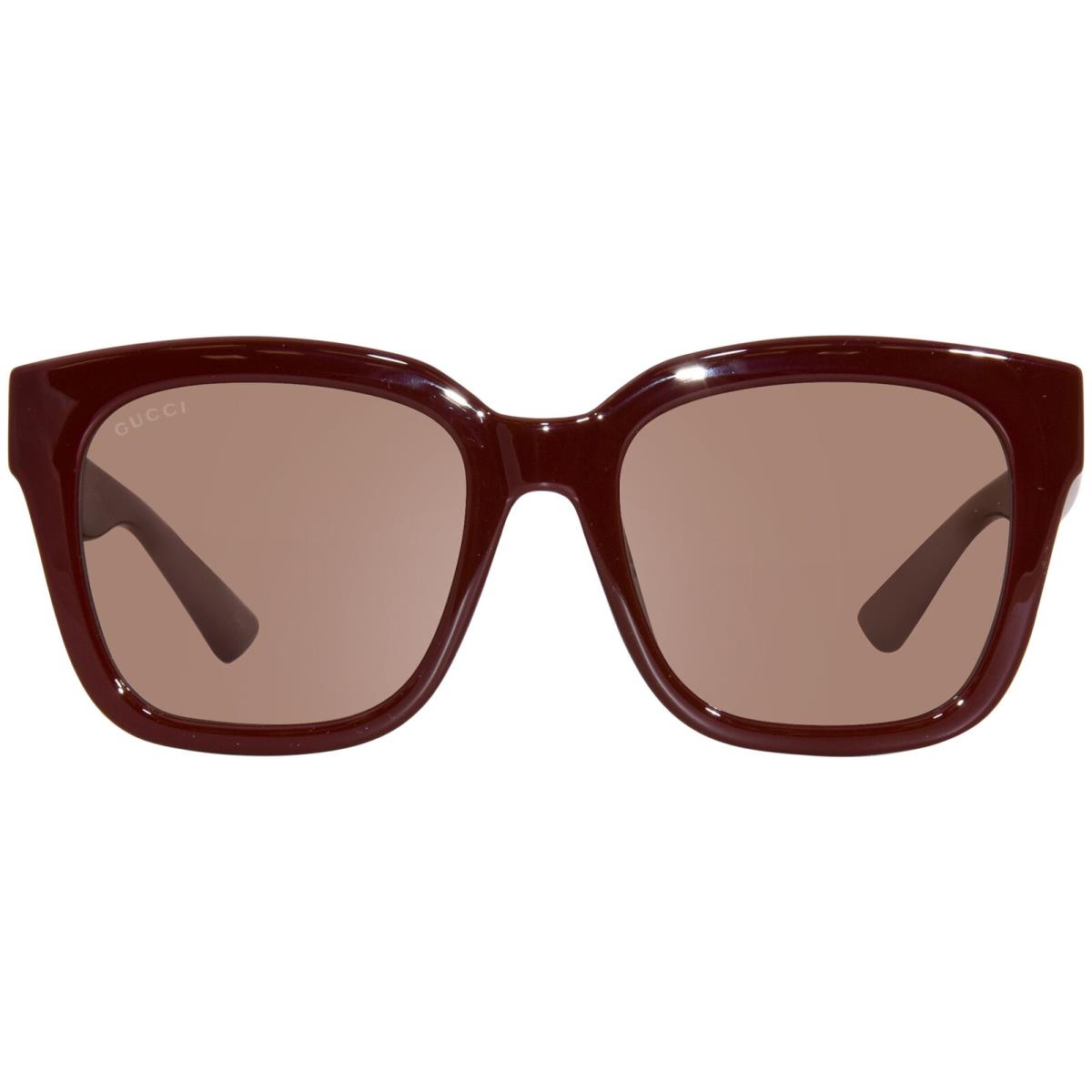 Gucci GG1338SK 004 Sunglasses Women`s Burgundy/brown Lenses Square Shape 54mm - Frame: Red, Lens: Brown