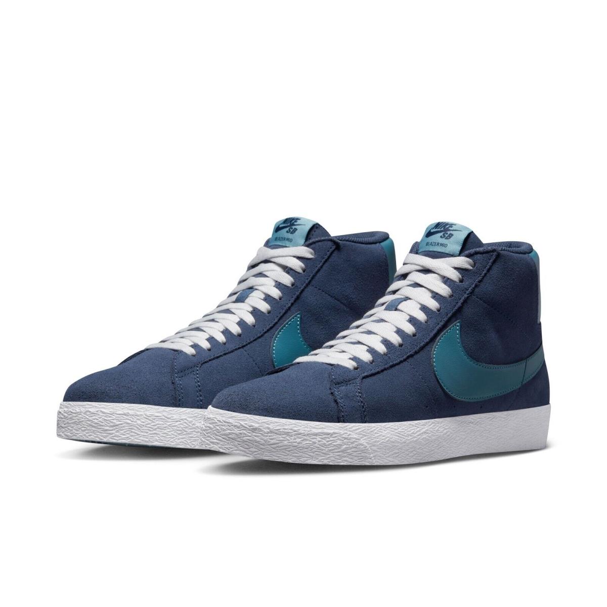 Nike SB Zoom Blazer Mid Shoes - Midnight Navy/noise Aqua - Sizes 8-11 - Blue