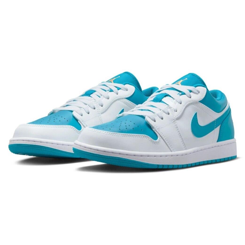 Nike Men`s Air Jordan 1 Low Top Sneaker Shoes White Aquatone 553558-174 Size 8 - Multicolor