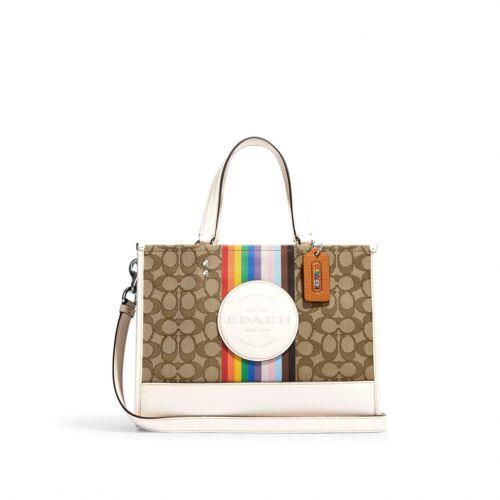 Coach Dempsey Carryall In Signature Jacquard with Rainbow Stripe Patch