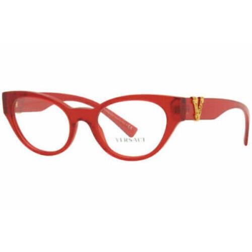 Versace VE3282 5280 Eyeglasses Women`s Transparent Red Full Rim Oval 51mm