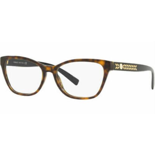 Versace VE3265 108 Eyeglasses Frame Dark Havana/gold Full Rim Cat Eye 52mm