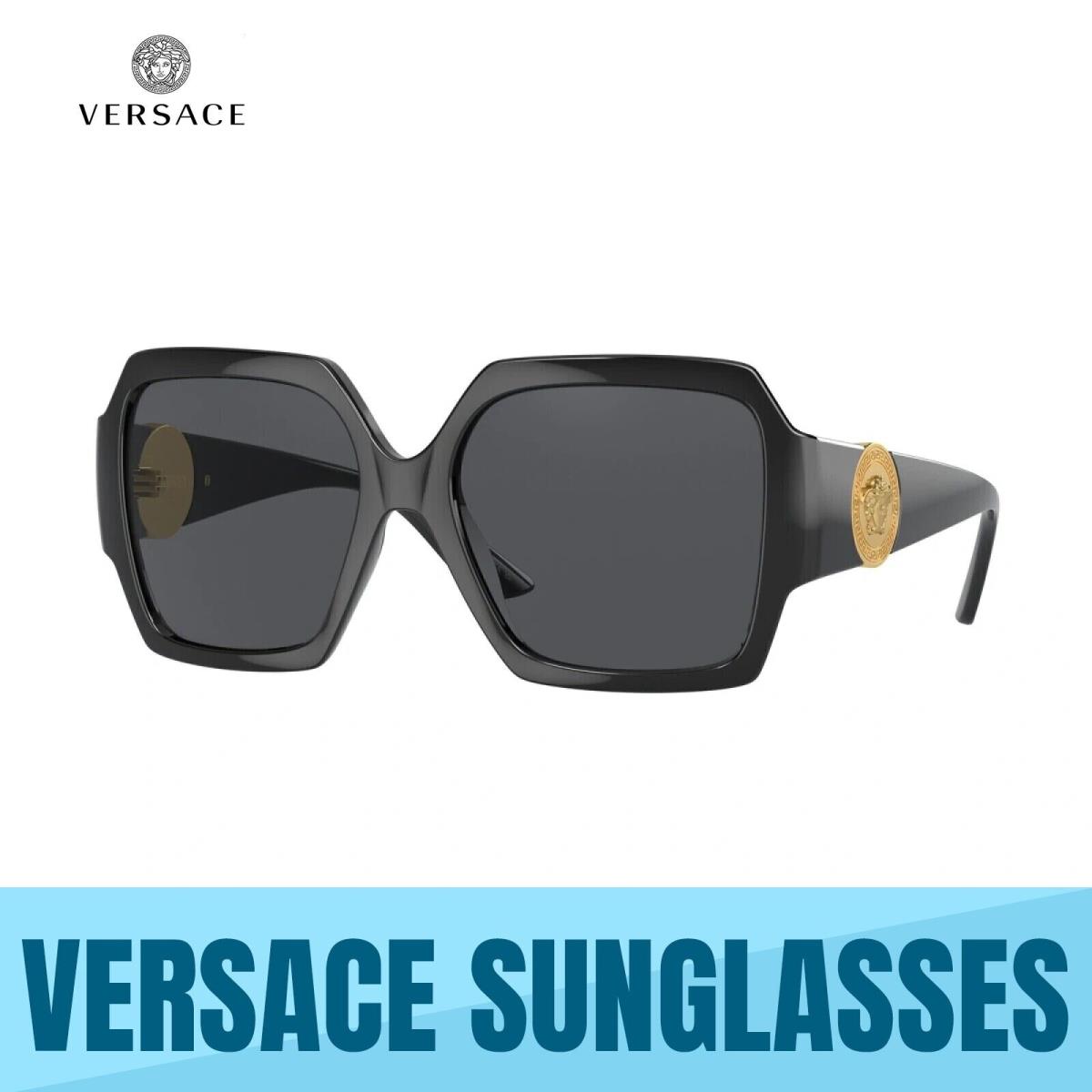 Versace VE4453 GB1/87 Black Frame - Dark Grey Lens Sunglasses 56MM