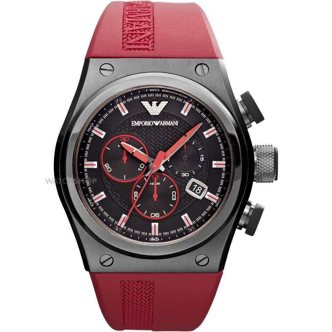 Emporio Armani Chronograph Red Dial Men`s Watch - AR6105