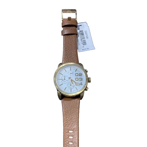 Diesel Women`s White Dial Leather Band Chronograph Watch DZ5328