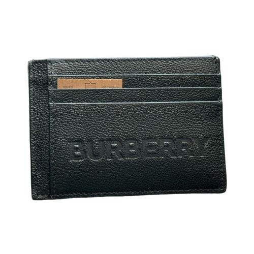 Burberry Logo Embossed Grained Leather Black Card Case 8052878