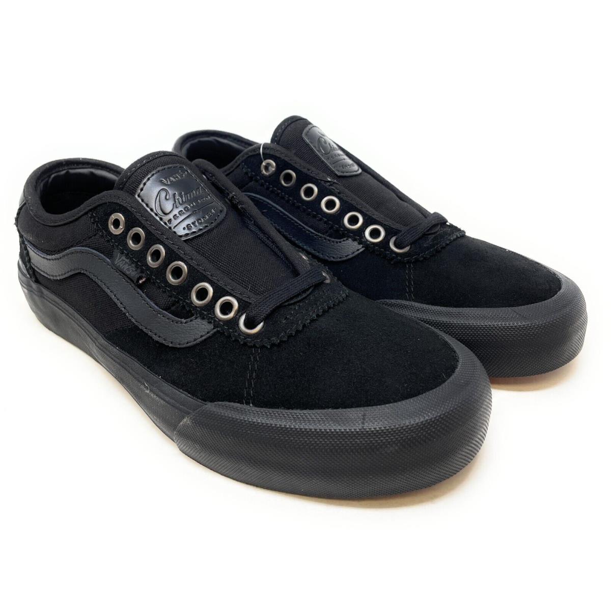Vans Mens Chima Pro 2 Skateboarding Shoes Suede Blackout
