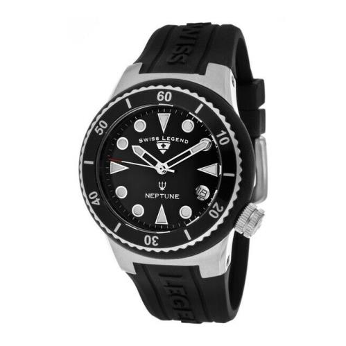 Swiss Legend Neptune 40 mm Black Silicone Black Dial Watch SL-11840D-01