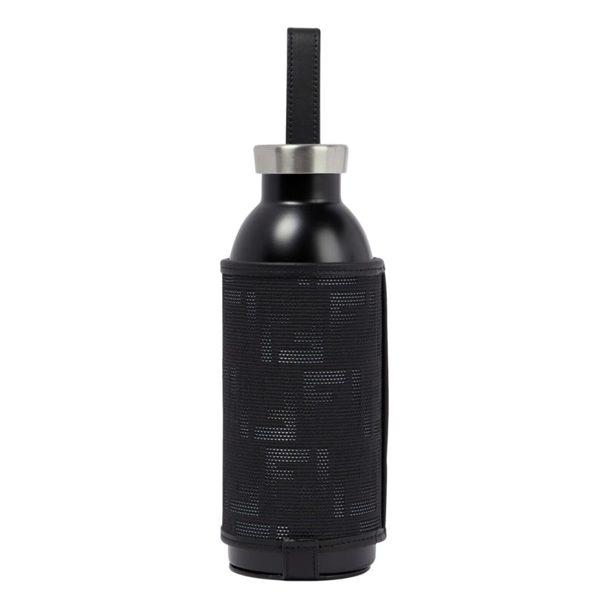 Fendi Roma Black Steel Bottle and FF Woven Canvas Holder Set