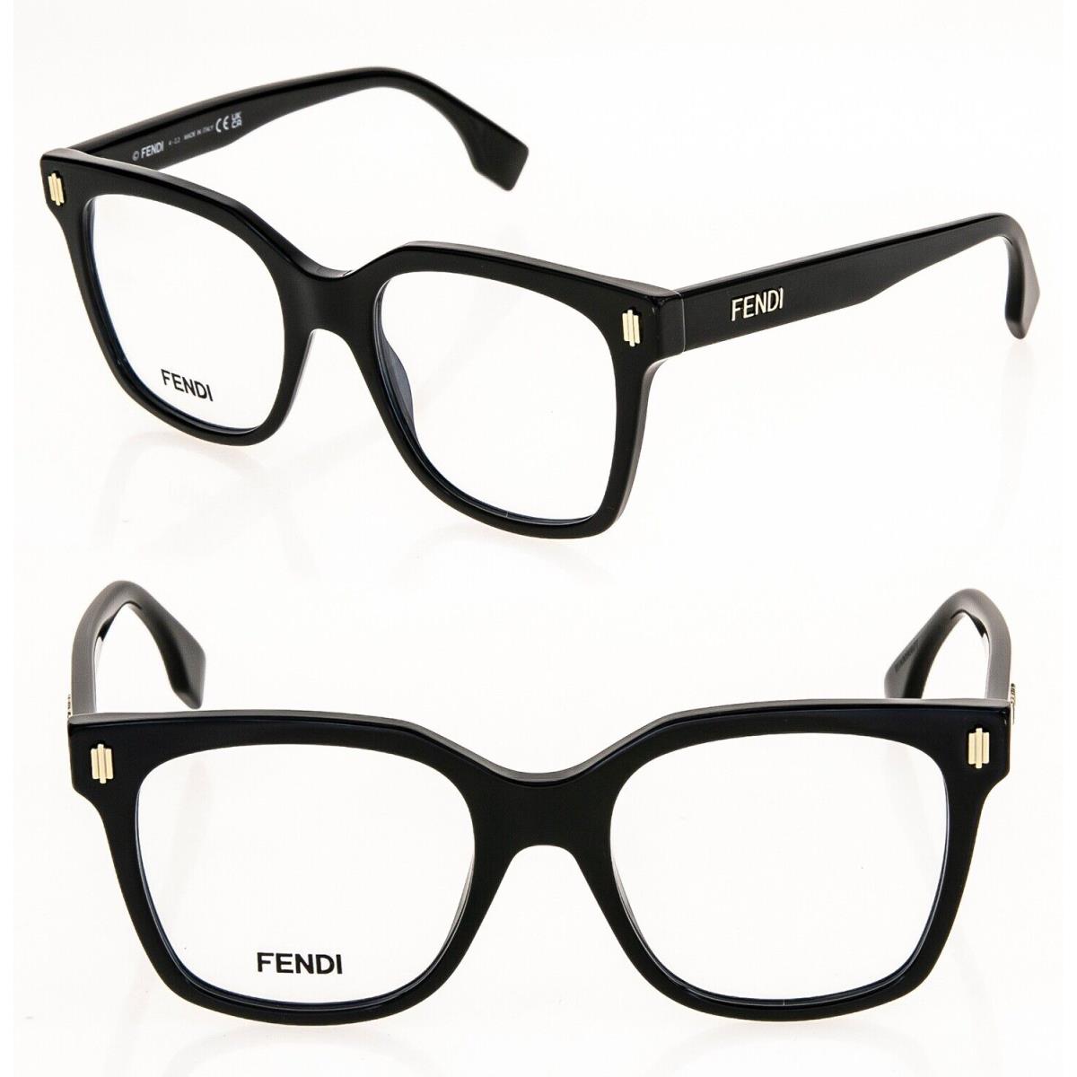 Fendi Roma 50054 Black Logo Eyeglasses Optical Frame 52mm FE50054I