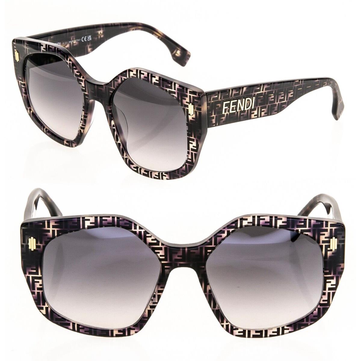 Fendi Bold Roma 40017 Gray Brown FF Print Oversized Fashion Sunglasses FE40017I