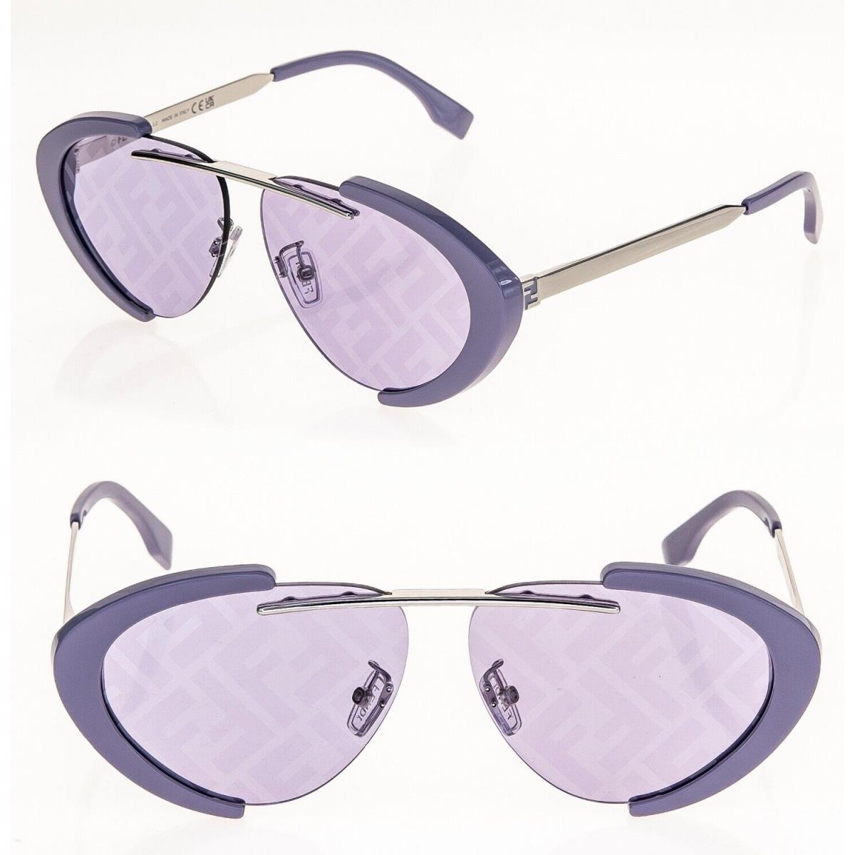 Fendi Fendiland 40042 Lilac Silver FF Mirrored Print Unisex Sunglasses FE40042U