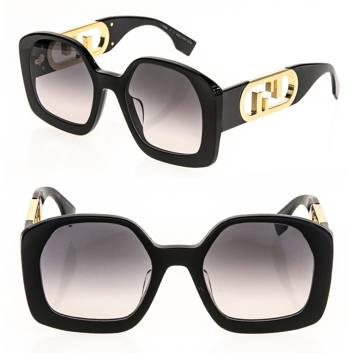 Fendi O`lock 40048 Black Gold Oversized Fashion FF Lock Logo Sunglasses FE40048U