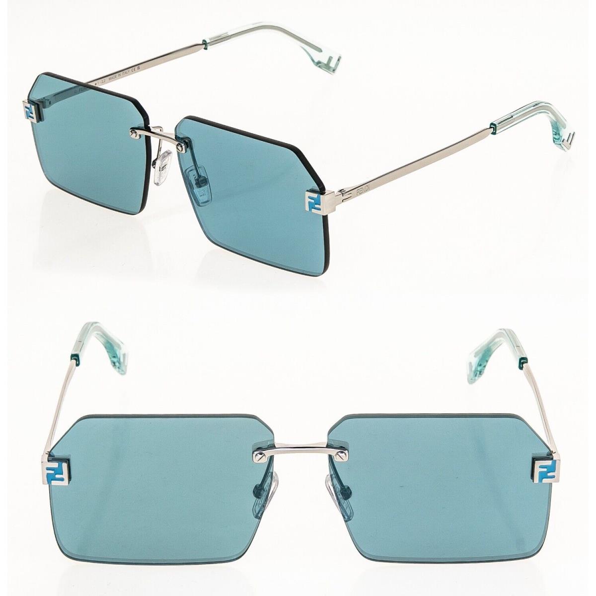 Fendi FS Sky 40043 Silver Blue FF Fashion Rimless Unisex Sunglasses FE40043U