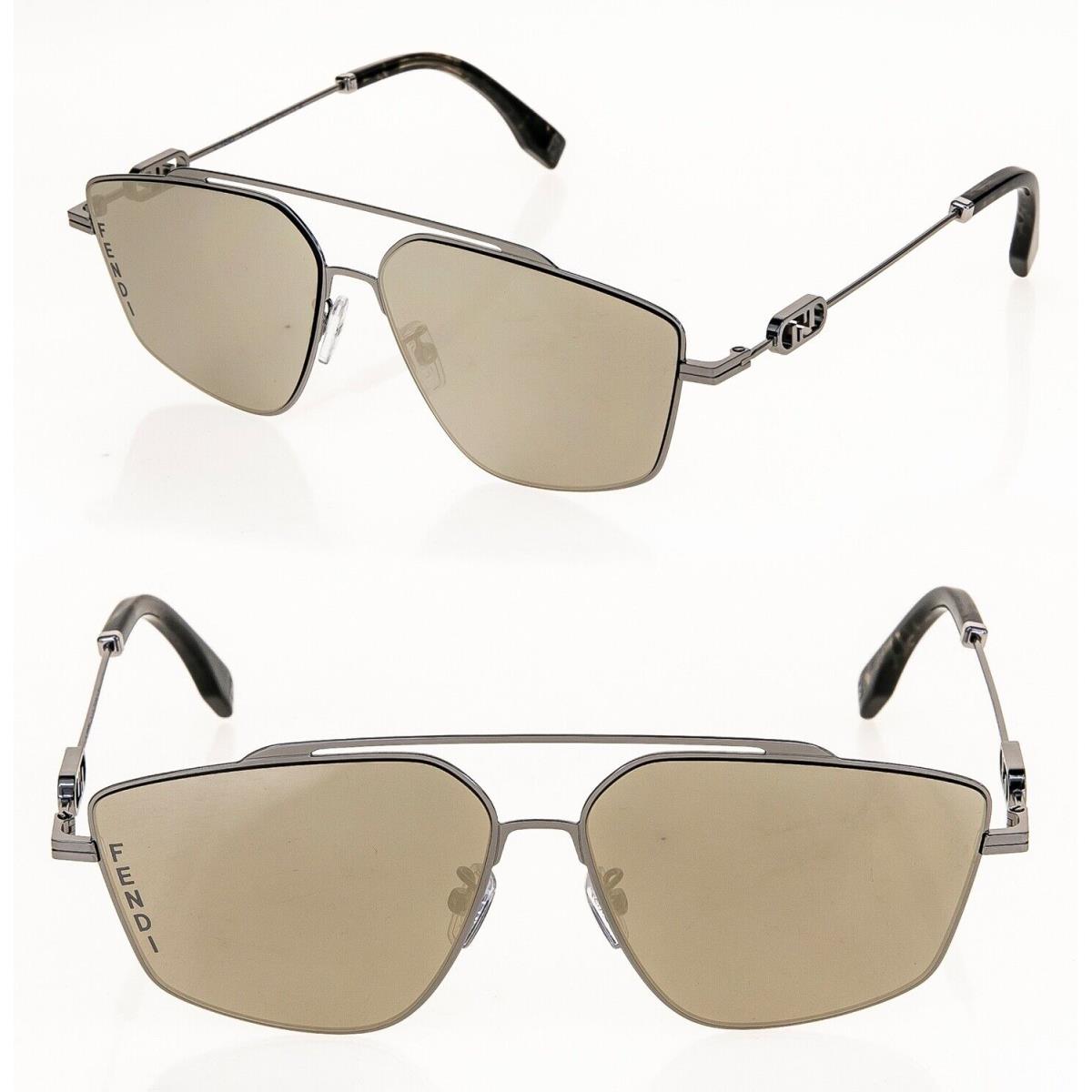 Fendi O`lock 40079 Ruthenium Gold FF Lock Logo Unisex Metal Sunglass FE40079U