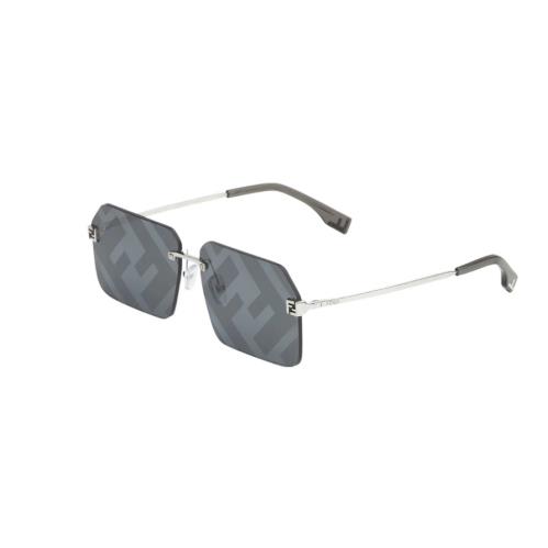 Fendi FE 40043U 16C Silver-grey/grey Mirrored Square Men`s Sunglasses