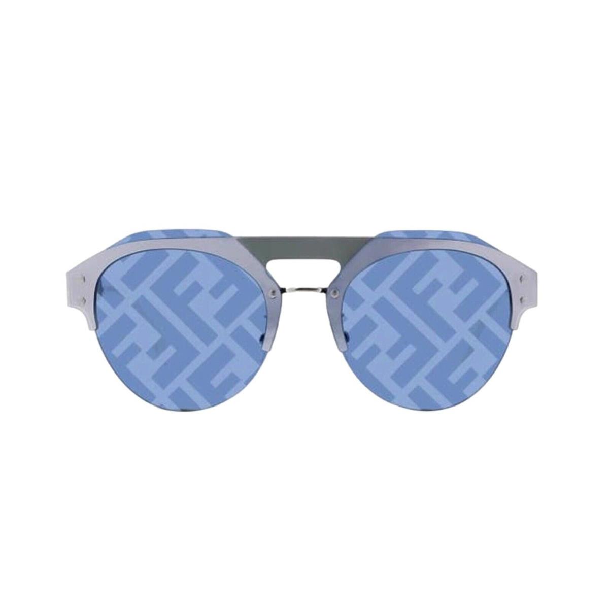 Fendi Technicolour Blue FF Print Lenses Palladium Pilot Frame Sunglasses