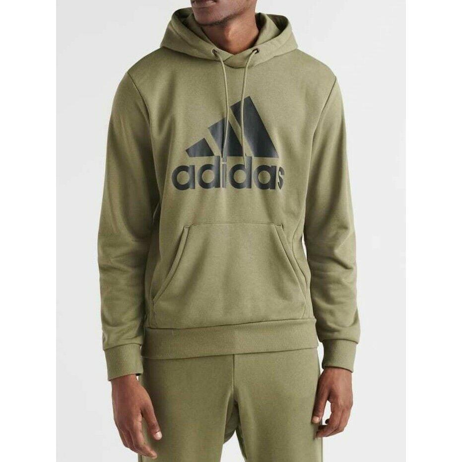 Adidas Must Haves Badge Of Sport Pullover Hoodie Raw Khaki Black DT9942 XL