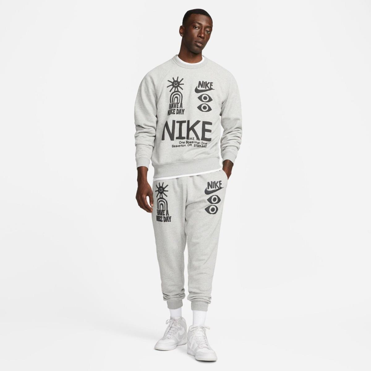 Nike Sportswear Men`s French Terry Crew + Pants Set DQ4169 DQ4173 Large