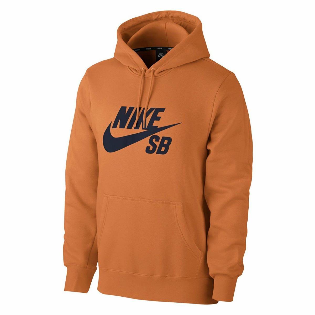 Men s Nike SB Icon Pullover Hoodie Cinder Orange Obsidian AQ9565-855 L